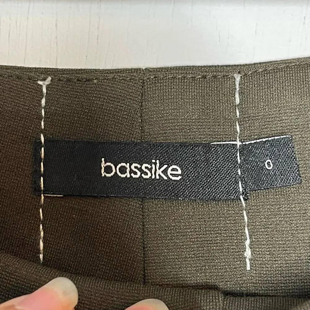 BASSIKE Flare Skirt Women's Size 0 Olive Green Stretch High Waist Midi - Picture 7 of 9